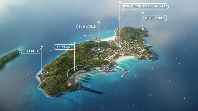 Quy hoạch trục thương mại Đông - Tây dự án Hòn Thơm Paradise Island Phú Quốc