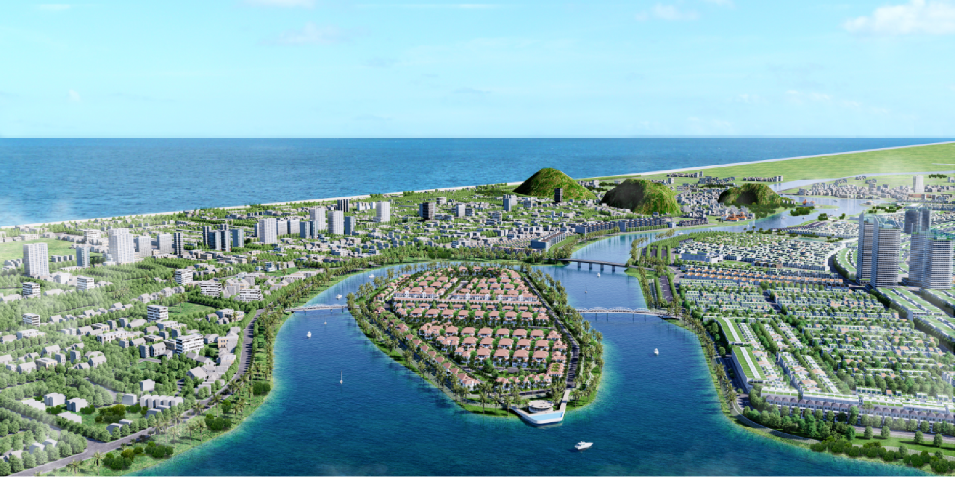 Sắp tới, Sun Property sẽ viết nên chương mới của hành trình làm đẹp Đà Nẵng với Sunneva Island. Ảnh phối cảnh minh họa.
